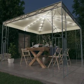 Cenador con tira de luces LED 300x300 cm crema de , Carpas y cenadores - Ref: Foro24-3070338, Precio: 300,53 €, Descuento: %