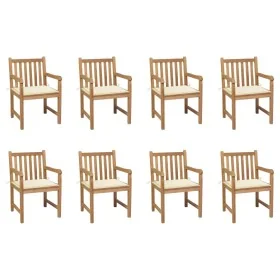 Sillas de jardín 8 uds madera maciza de teca cojines crema de , Sillas de jardín - Ref: Foro24-3073060, Precio: 1,00 €, Descu...