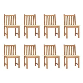 Sillas de jardín 8 unidades madera de teca con cojines by , Garden chairs - Ref: Foro24-3073144, Price: 888,24 €, Discount: %