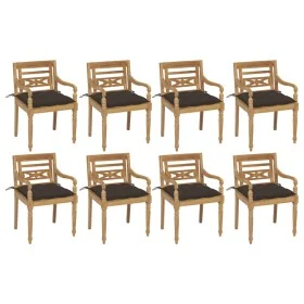 Sillas Batavia 8 unidades madera maciza de teca con cojines by , Garden chairs - Ref: Foro24-3073372, Price: 1,00 €, Discount: %