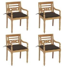 Sillas Batavia 4 unidades madera maciza de teca con cojines de , Sillas de jardín - Ref: Foro24-3073318, Precio: 492,13 €, De...
