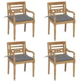 Sillas Batavia 4 unidades madera maciza de teca con cojines by , Garden chairs - Ref: Foro24-3073311, Price: 492,13 €, Discou...