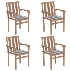 Sillas de jardín apilables 4 uds madera maciza teca con cojines de , Sillas de jardín - Ref: Foro24-3073393, Precio: 492,48 €...
