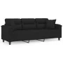 Sofá de 3 plazas con cojines tela de microfibra negro 180 cm de , Sofás - Ref: Foro24-3200980, Precio: 349,82 €, Descuento: %