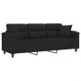 Sofá de 3 plazas con cojines tela de microfibra negro 180 cm de , Sofás - Ref: Foro24-3200980, Precio: 349,82 €, Descuento: %