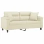 Sofá de 2 plazas con cojines cuero sintético color crema 140 cm de , Sofás - Ref: Foro24-3200989, Precio: 301,45 €, Descuento: %