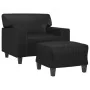 Sillón con taburete cuero sintético negro 60 cm de , Sofás - Ref: Foro24-3201159, Precio: 207,61 €, Descuento: %