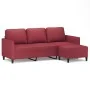 Sofá de 3 plazas con taburete cuero sintético rojo tinto 180 cm de , Sofás - Ref: Foro24-3201125, Precio: 292,54 €, Descuento: %