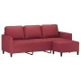 Sofá de 3 plazas con taburete cuero sintético rojo tinto 180 cm de , Sofás - Ref: Foro24-3201125, Precio: 292,54 €, Descuento: %