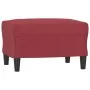 Sofá de 3 plazas con taburete cuero sintético rojo tinto 180 cm de , Sofás - Ref: Foro24-3201125, Precio: 292,54 €, Descuento: %