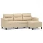 Sofá de 3 plazas y taburete tela microfibra crema 180 cm de , Sofás - Ref: Foro24-3201235, Precio: 386,01 €, Descuento: %