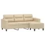 Sofá de 3 plazas y taburete tela microfibra crema 180 cm de , Sofás - Ref: Foro24-3201235, Precio: 386,01 €, Descuento: %