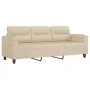 Sofá de 3 plazas y taburete tela microfibra crema 180 cm de , Sofás - Ref: Foro24-3201235, Precio: 386,01 €, Descuento: %