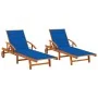 Tumbonas con cojines 2 unidades madera maciza de acacia by , Loungers - Ref: Foro24-3077340, Price: 443,10 €, Discount: %