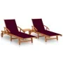 Tumbonas con mesa y cojines 2 uds madera maciza de acacia by , Loungers - Ref: Foro24-3077354, Price: 469,55 €, Discount: %