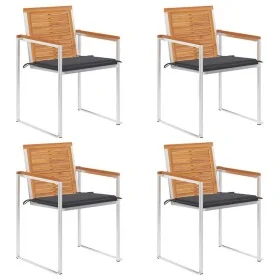 Sillas de jardín y cojines 4 unidades madera maciza de acacia by , Garden chairs - Ref: Foro24-3078470, Price: 498,93 €, Disc...