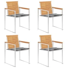 Sillas de jardín 4 unidades con cojines madera maciza teca by , Garden chairs - Ref: Foro24-3078568, Price: 540,46 €, Discoun...