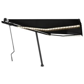 Toldo retráctil manual con luz LED gris antracita 450x300 cm de , Toldos - Ref: Foro24-3069764, Precio: 503,19 €, Descuento: %