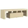Mueble de TV con luces LED color roble Sonoma 140x36,5x40 cm de , Muebles TV - Ref: Foro24-804367, Precio: 115,26 €, Descuent...