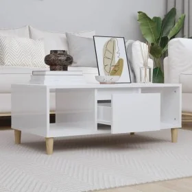 Mesa de centro madera contrachapada blanco brillo 90x50x36,5 cm de , Mesas de centro - Ref: Foro24-821062, Precio: 49,21 €, D...