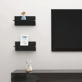 Estantes de pared 2 unidades negro brillo 40x11,5x18 cm by , Shelves and shelves - Ref: Foro24-807311, Price: 17,80 €, Discou...