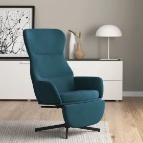Sillón de relax con reposapiés terciopelo azul de , Sillones - Ref: Foro24-3097505, Precio: 118,86 €, Descuento: %