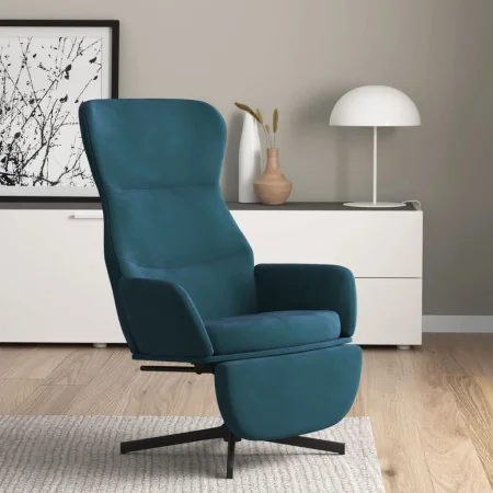 Sillón de relax con reposapiés terciopelo azul de , Sillones - Ref: Foro24-3097505, Precio: 118,86 €, Descuento: %