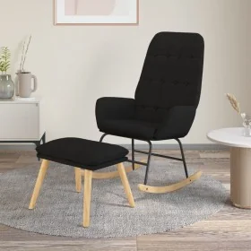 Sillón mecedora con taburete tela negro de , Mecedoras - Ref: Foro24-3097710, Precio: 138,71 €, Descuento: %
