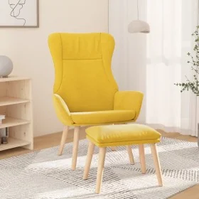 Sillón de relax con taburete tela amarillo mostaza de , Sillones - Ref: Foro24-3097889, Precio: 123,31 €, Descuento: %