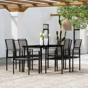 Juego de comedor para jardín 7 piezas negro de , Conjuntos de jardín - Ref: Foro24-3099206, Precio: 378,21 €, Descuento: %