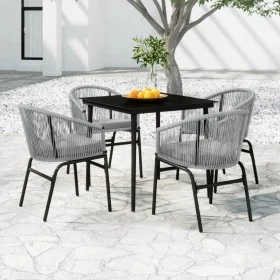 Juego de comedor para jardín 5 piezas ratán sintético gris de , Conjuntos de jardín - Ref: Foro24-3099252, Precio: 444,35 €, ...