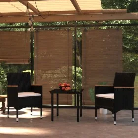 Juego de comedor de jardín 3 piezas con cojines negro de , Conjuntos de jardín - Ref: Foro24-3099329, Precio: 214,80 €, Descu...