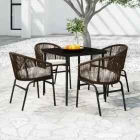 Juego de comedor de jardín 5 piezas con cojines marrón by , Garden sets - Ref: Foro24-3099246, Price: 441,98 €, Discount: %
