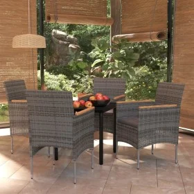 Juego de comedor para jardín 5 piezas con cojines gris y negro von , Gartensets - Ref: Foro24-3099336, Preis: 348,56 €, Rabat...