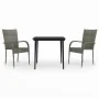 Juego de comedor de jardín 3 piezas gris y negro de , Conjuntos de jardín - Ref: Foro24-3099407, Precio: 205,92 €, Descuento: %