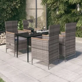 Juego de comedor de jardín 5 piezas con cojines gris de , Conjuntos de jardín - Ref: Foro24-3099451, Precio: 663,69 €, Descue...