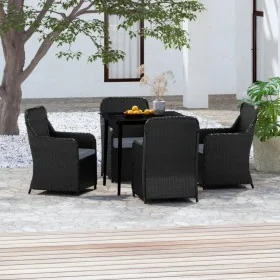 Juego de comedor de jardín 5 piezas con cojines negro de , Conjuntos de jardín - Ref: Foro24-3099542, Precio: 620,38 €, Descu...