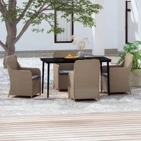 Juego de comedor de jardín 5 piezas con cojines marrón by , Garden sets - Ref: Foro24-3099549, Price: 653,29 €, Discount: %