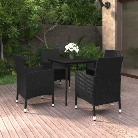 Set comedor de jardín 5 pzas y cojines ratán sintético y vidrio von , Gartensets - Ref: Foro24-3099734, Preis: 361,96 €, Raba...