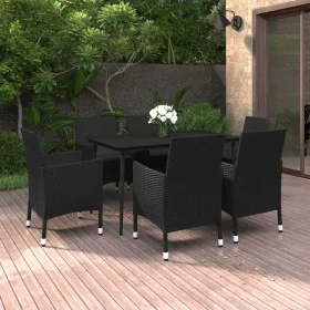 Set comedor de jardín 7 pzas y cojines ratán sintético y vidrio de , Conjuntos de jardín - Ref: Foro24-3099736, Precio: 518,1...