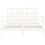 Weißer Massivholzbettrahmen mit Kopfteil 120x200 cm von vidaXL, Betten und Lattenroste - Ref: Foro24-3194827, Preis: 123,57 €...