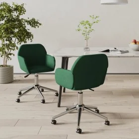 Sillas de comedor giratorias 2 unidades tela verde oscuro by , dining chairs - Ref: Foro24-3103091, Price: 165,23 €, Discount: %