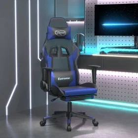 Silla gaming con reposapiés cuero sintético negro azul de , Sillones para videojuegos - Ref: Foro24-3143699, Precio: 124,24 €...