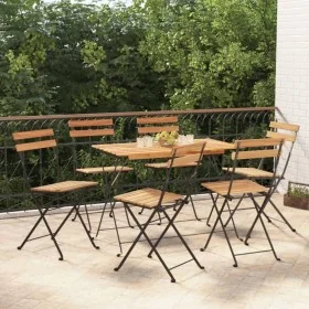 Sillas cafetería plegables 6 uds acero y madera maciza de teca de , Sillas de jardín - Ref: Foro24-3152110, Precio: 263,63 €,...