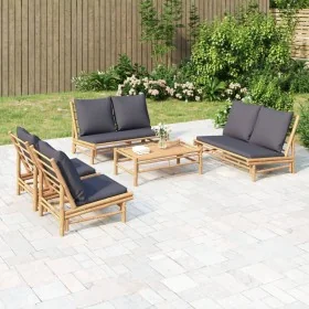 Set de muebles de jardín 5 piezas bambú con cojines gris oscuro de , Conjuntos de jardín - Ref: Foro24-3156484, Precio: 703,4...