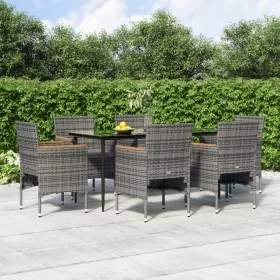 Juego de comedor de jardín 7 piezas con cojines gris y negro de , Conjuntos de jardín - Ref: Foro24-3156645, Precio: 505,10 €...