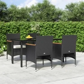 Juego de comedor de jardín 5 piezas con cojines negro de , Conjuntos de jardín - Ref: Foro24-3156632, Precio: 370,13 €, Descu...
