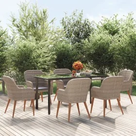 Juego de comedor para jardín 7 piezas con cojines marrón de , Conjuntos de jardín - Ref: Foro24-3156723, Precio: 842,24 €, De...