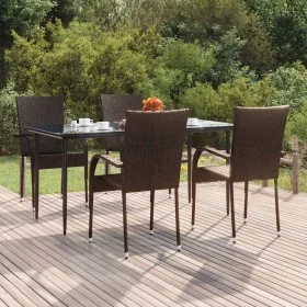 Juego de comedor de jardín 5 piezas ratán sintético marrón de , Conjuntos de jardín - Ref: Foro24-3156672, Precio: 361,03 €, ...