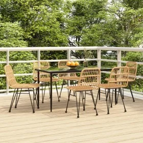 Juego de comedor de jardín 7 piezas ratán sintético de , Conjuntos de jardín - Ref: Foro24-3157877, Precio: 581,16 €, Descuen...